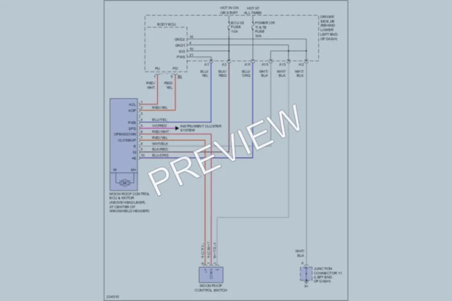2005 Lexus GX470 Power Top Sunroof wiring diagram preview