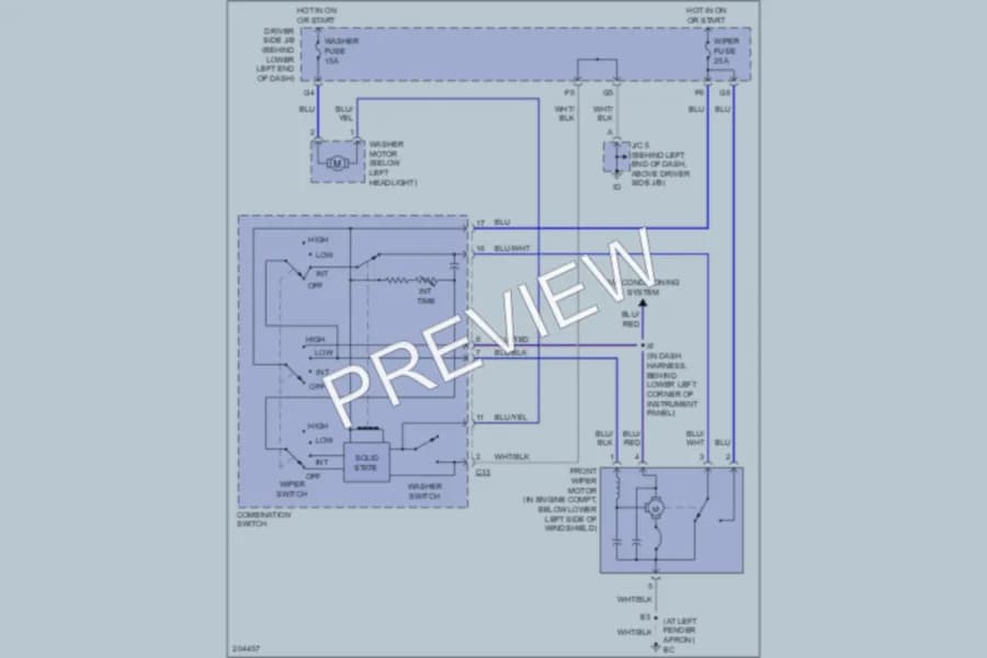 2005 Lexus IS300 Wiper Washer wiring diagram preview
