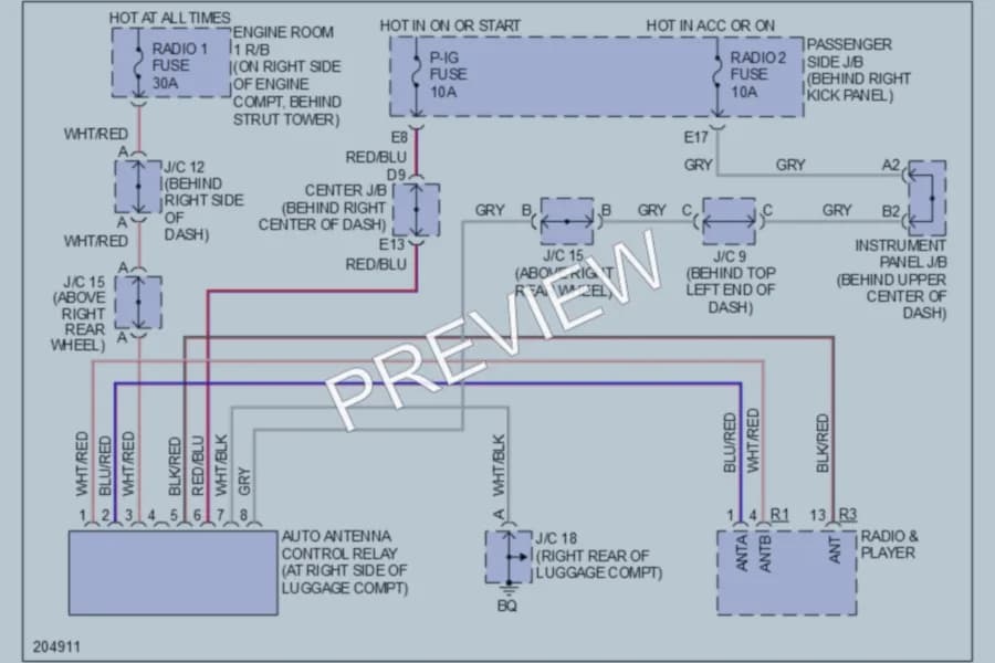 2005 Lexus SC430 Power Antenna wiring diagram preview