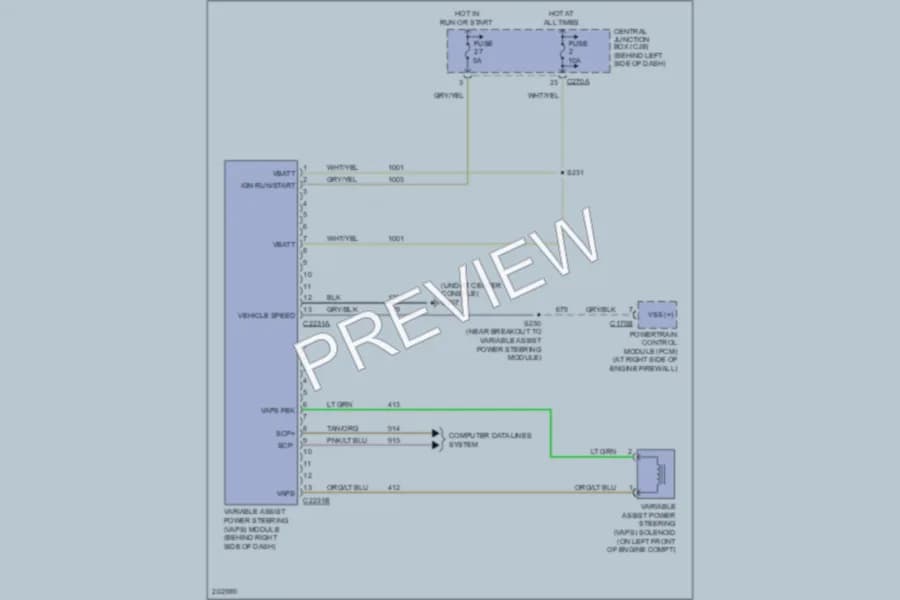 2005 Lincoln Aviator Electronic Power Steering wiring diagram preview