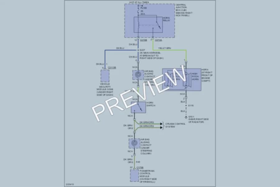 2005 Lincoln Navigator Horn wiring diagram preview