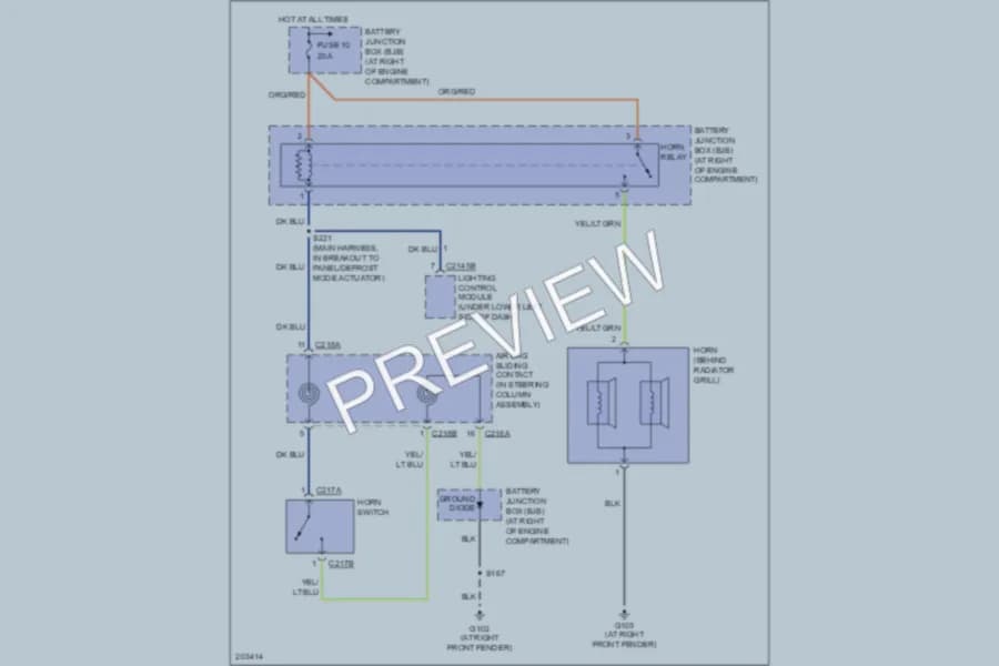2005 Lincoln TownCar Horn wiring diagram preview