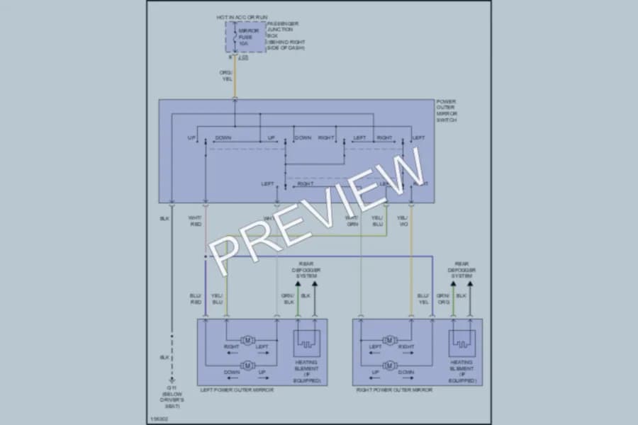 2005 Mazda 3 Power Mirrors wiring diagram preview