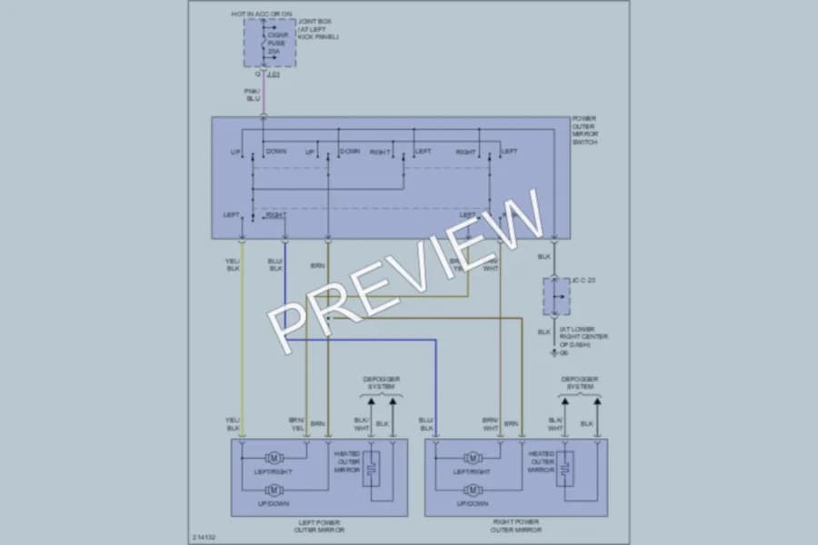 2005 Mazda MPV Power Mirrors wiring diagram preview