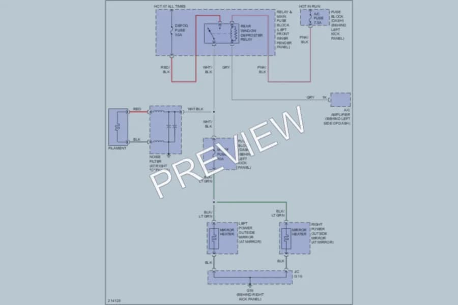 2005 Mazda RX8 Defoggers wiring diagram preview