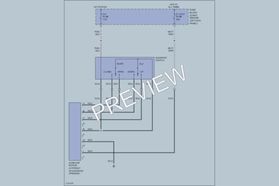 2005 Mazda RX8 Power Top Sunroof wiring diagram preview