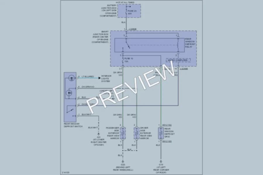 2005 Mazda Tribute Defoggers wiring diagram preview