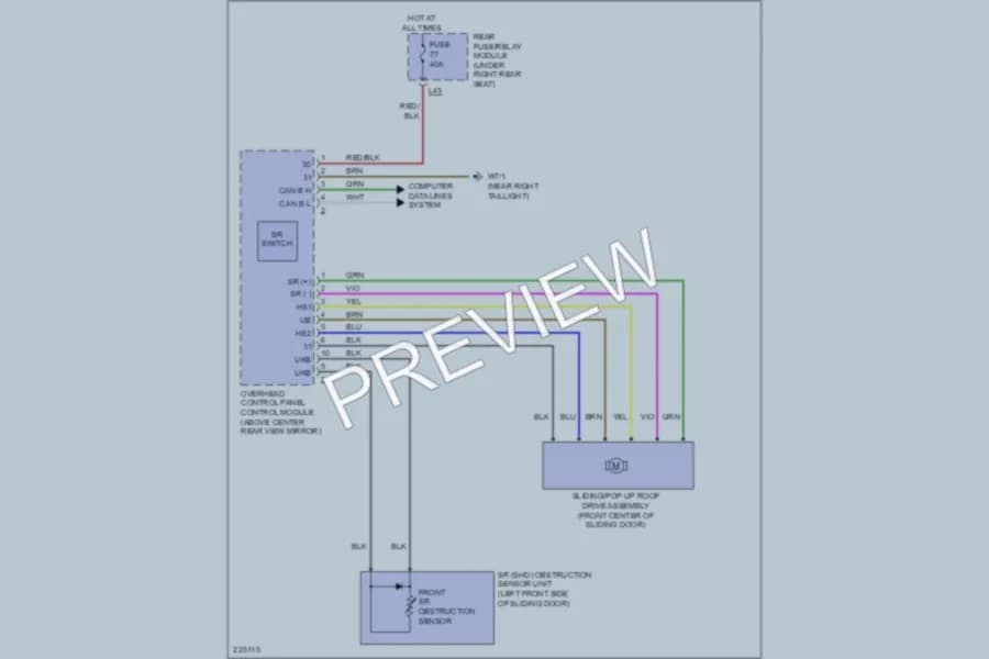 2005 MercedesBenz S500 Power Top Sunroof wiring diagram preview