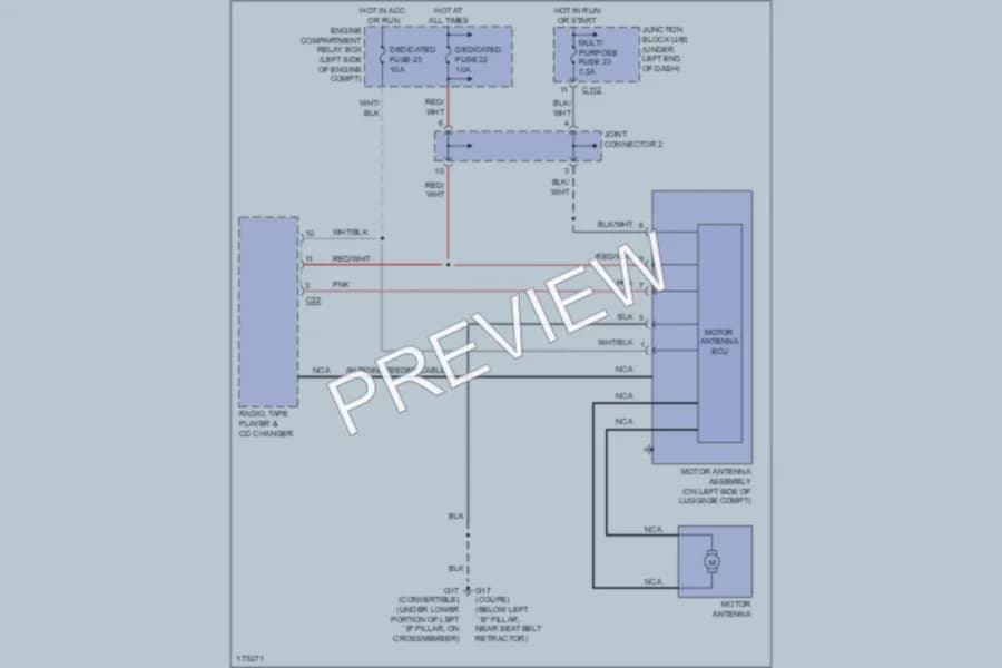 2005 Mitsubishi Eclipse Power Antenna wiring diagram preview
