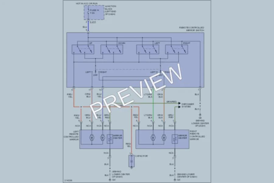 2005 Mitsubishi Endeavor Power Mirrors wiring diagram preview