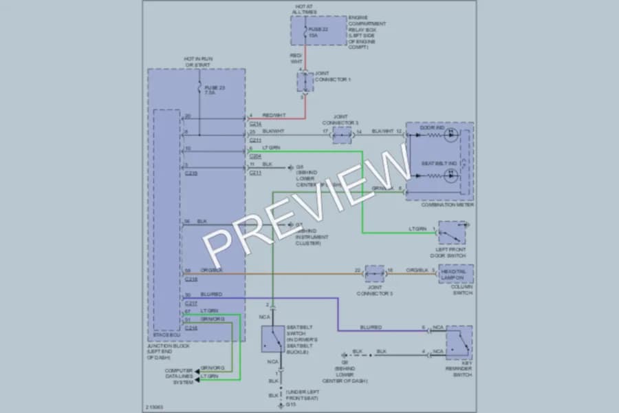 2005 Mitsubishi Endeavor Warning Systems wiring diagram preview