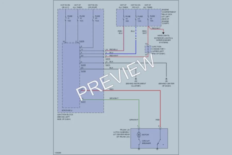 2005 Mitsubishi Galant Trunk Tailgate Fuel Door wiring diagram preview