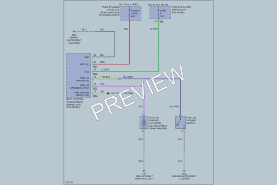 2005 Nissan 350Z Trunk Tailgate Fuel Door wiring diagram preview