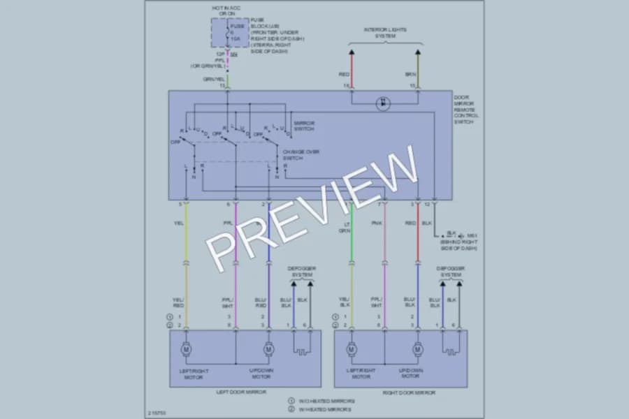 2005 Nissan Xterra Power Mirrors wiring diagram preview