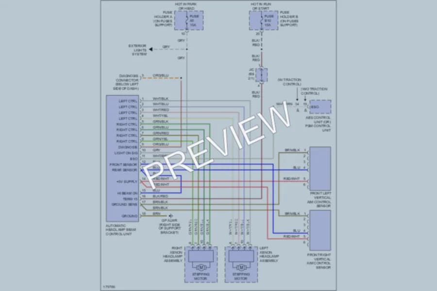2005 Porsche 911 Headlights wiring diagram preview