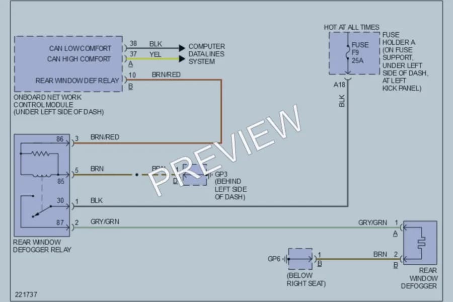 2005 Porsche Boxster Defoggers wiring diagram preview