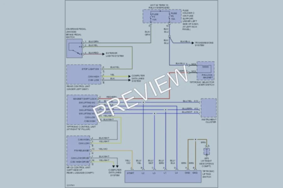 2005 Porsche Boxster Shift Interlock wiring diagram preview