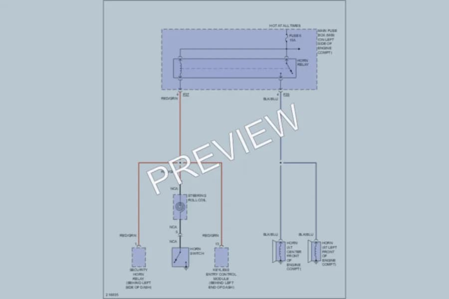 2005 Saab 92X Horn wiring diagram preview