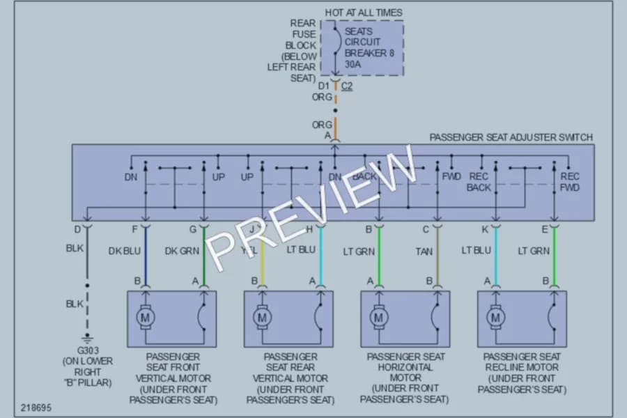 2005 Saab 97X Power Seats wiring diagram preview