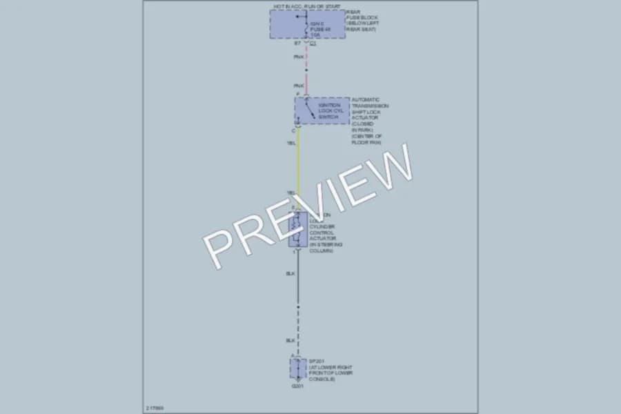 2005 Saab 97X Shift Interlock wiring diagram preview
