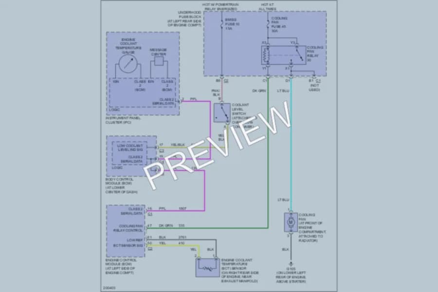 2005 Saturn ION1 Cooling Fan wiring diagram preview