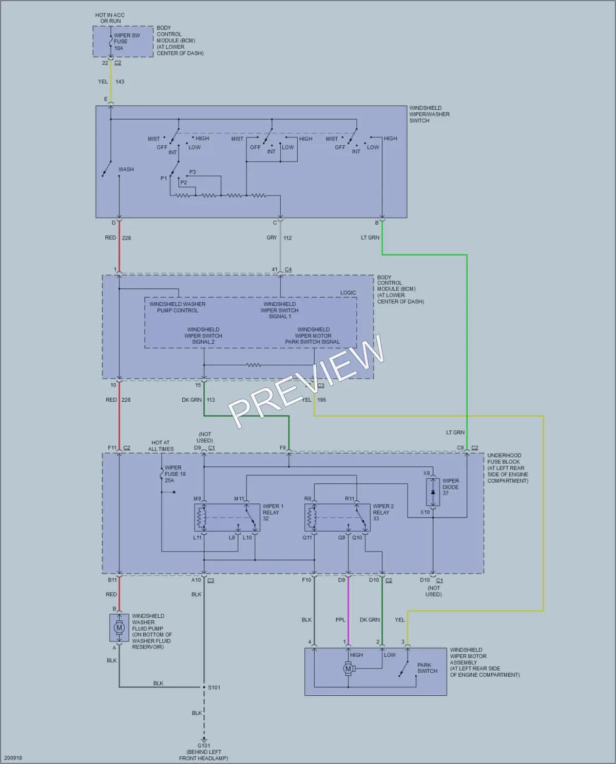 2005 Saturn ION1 Wiper Washer wiring diagram preview