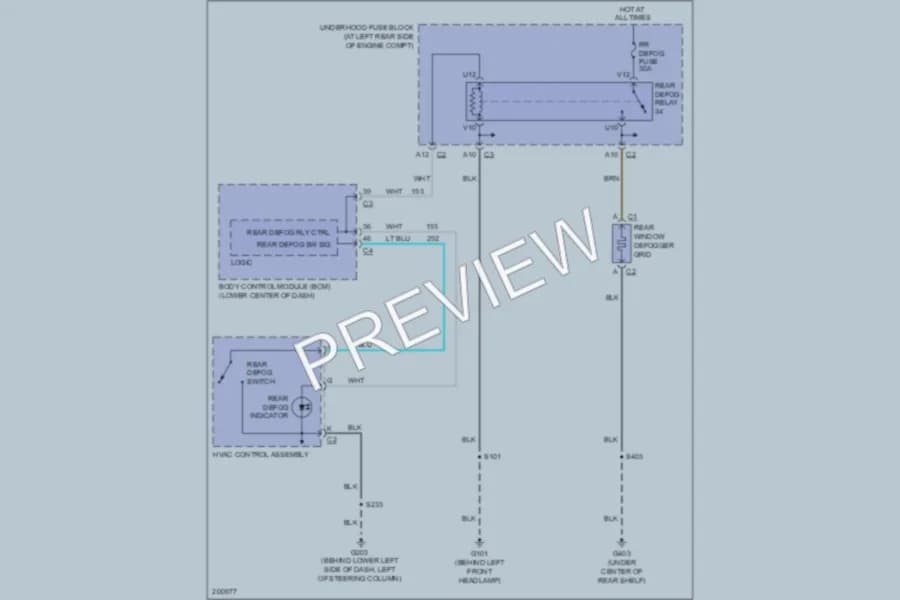 2005 Saturn IONRedLine Defoggers wiring diagram preview