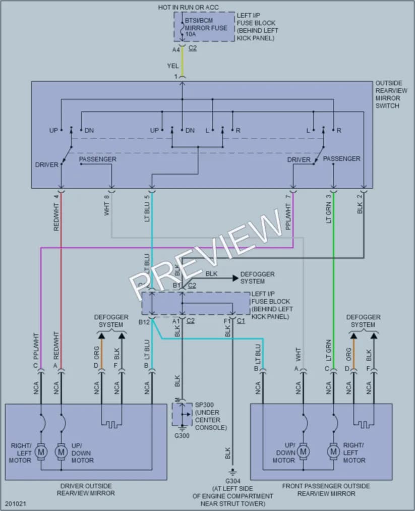 2005 Saturn L300 Power Mirrors wiring diagram preview