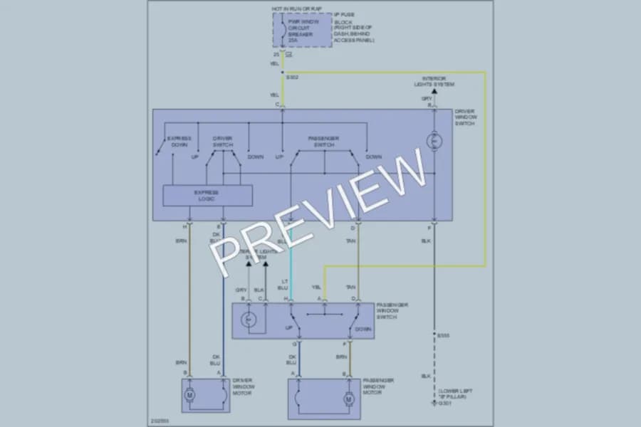 2005 Saturn Relay Power Windows wiring diagram preview