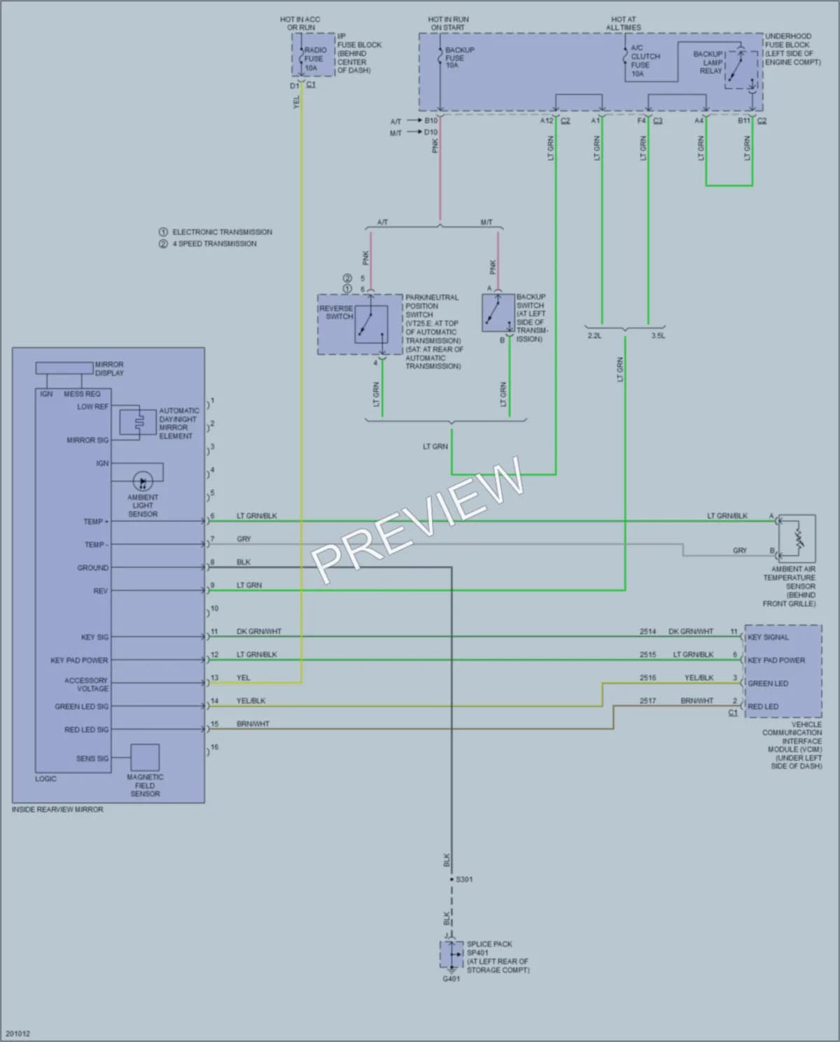 2005 Saturn VUE Power Mirrors wiring diagram preview