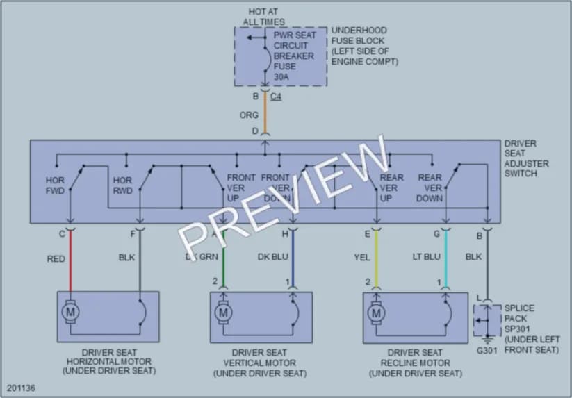 2005 Saturn VUE Power Seats wiring diagram preview