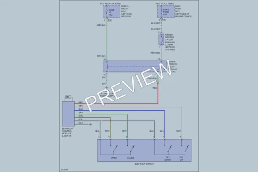 2005 Subaru Baja Power Top Sunroof wiring diagram preview