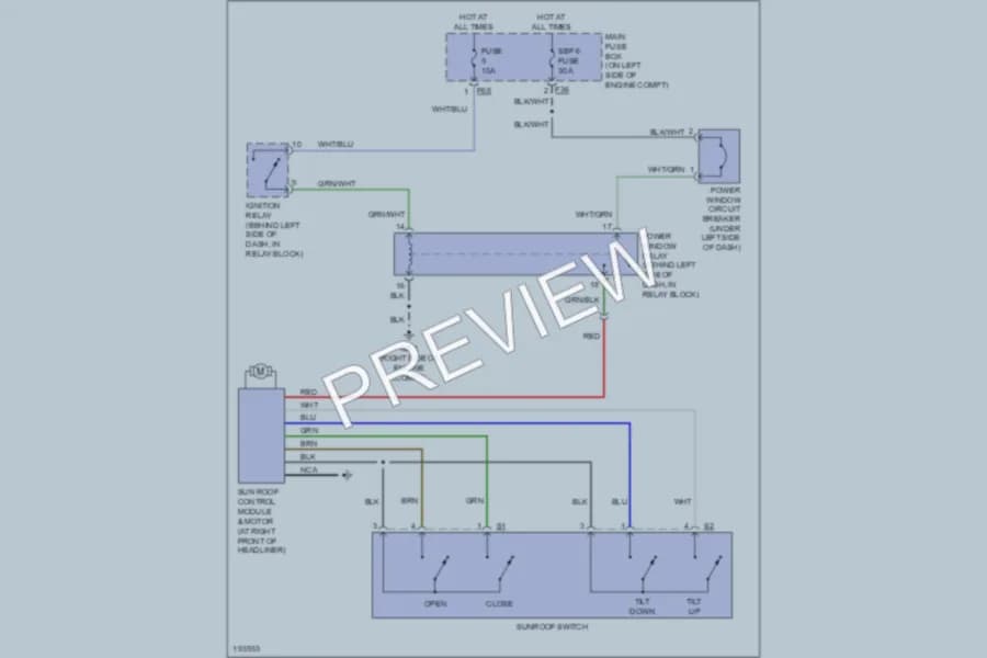 2005 Subaru Impreza Power Top Sunroof wiring diagram preview