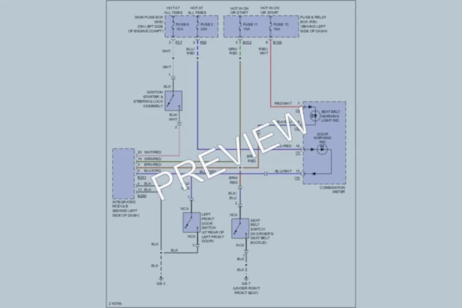 2005 Subaru Impreza Warning Systems wiring diagram preview