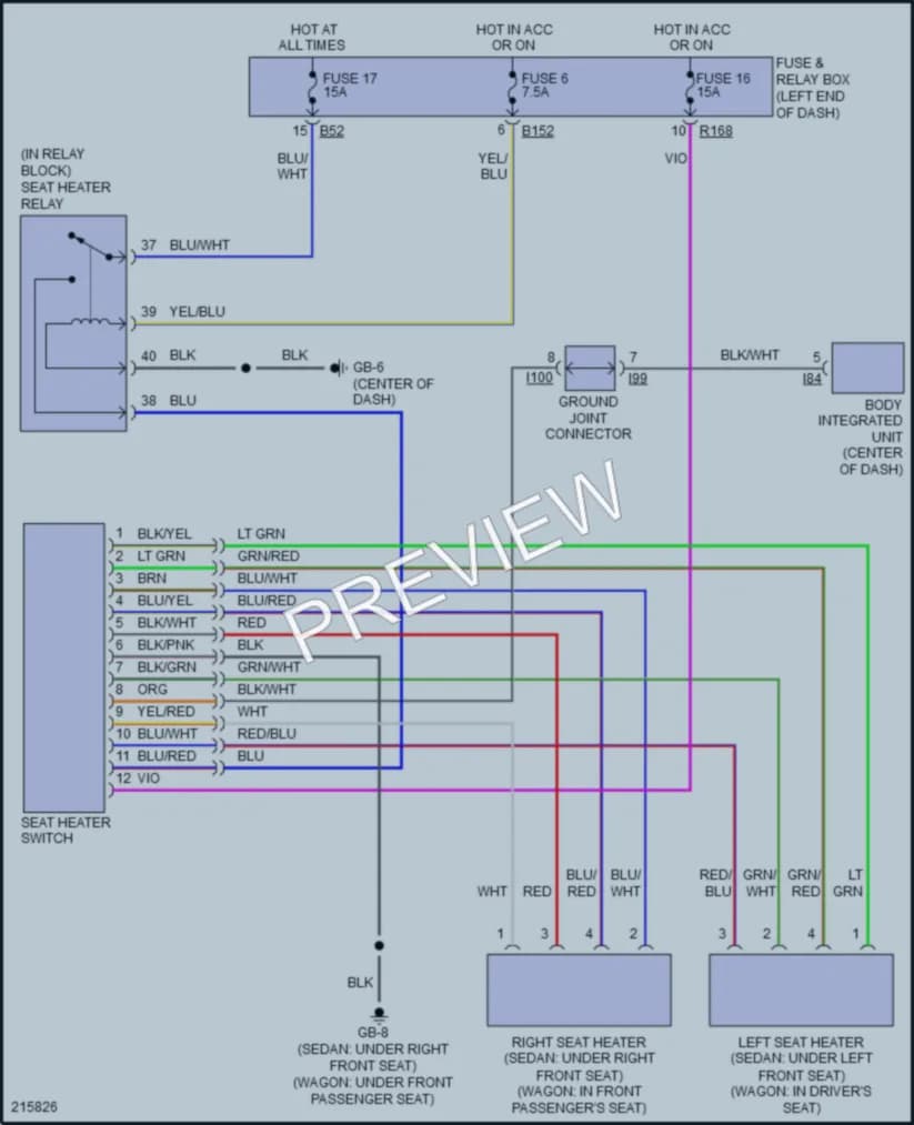 2005 Subaru Legacy Power Seats wiring diagram preview