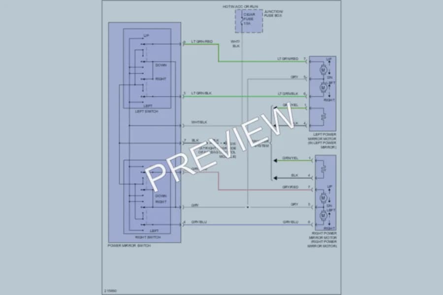 2005 Suzuki Aerio Power Mirrors wiring diagram preview