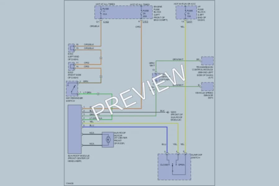 2005 Suzuki Verona Power Top Sunroof wiring diagram preview