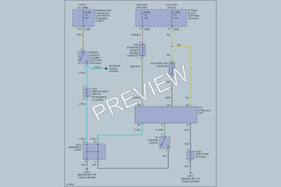 2005 Suzuki Verona Shift Interlock wiring diagram preview