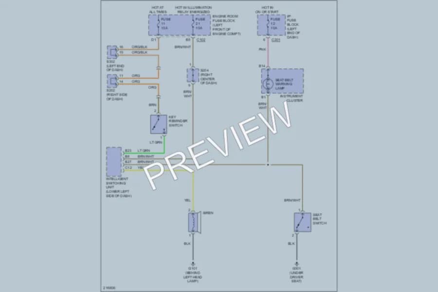 2005 Suzuki Verona Warning Systems wiring diagram preview