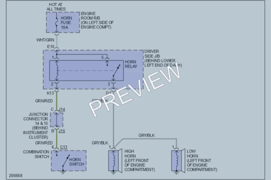 2005 Toyota 4Runner Horn wiring diagram preview