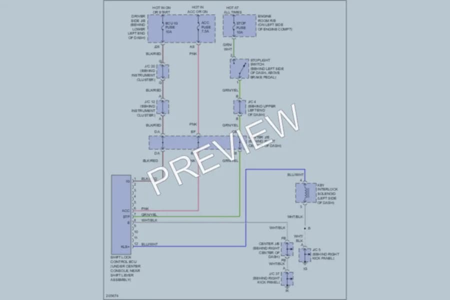 2005 Toyota 4Runner Shift Interlock wiring diagram preview