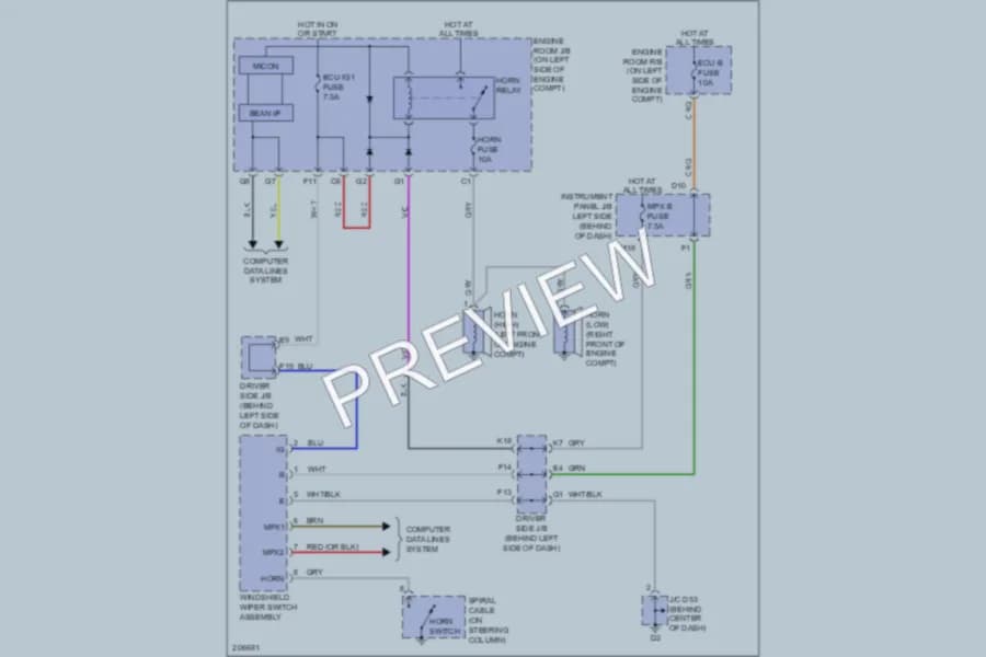 2005 Toyota Avalon Horn wiring diagram preview