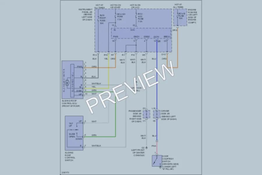 2005 Toyota Avalon Power Top Sunroof wiring diagram preview