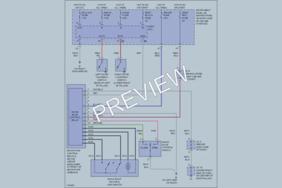 2005 Toyota Celica Power Top Sunroof wiring diagram preview