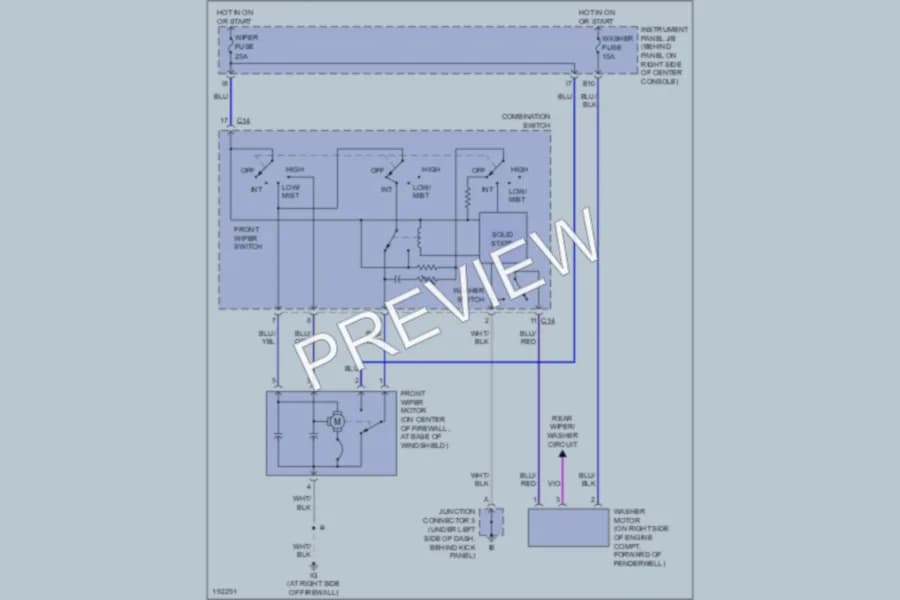 2005 Toyota Celica Wiper Washer wiring diagram preview