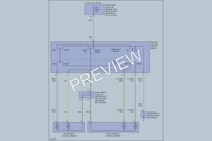 2005 Toyota Echo Power Mirrors wiring diagram preview