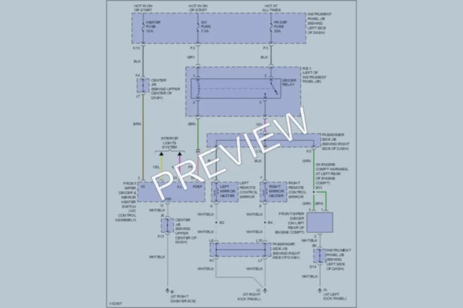 2005 Toyota Highlander Defoggers wiring diagram preview
