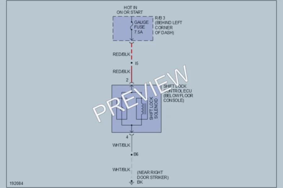 2005 Toyota MR2Spyder Shift Interlock wiring diagram preview