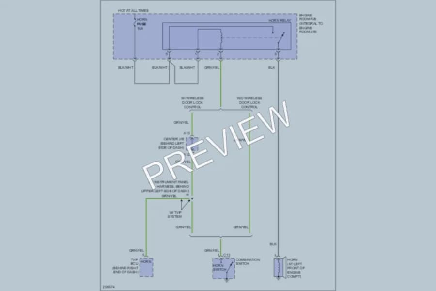 2005 Toyota Matrix Horn wiring diagram preview