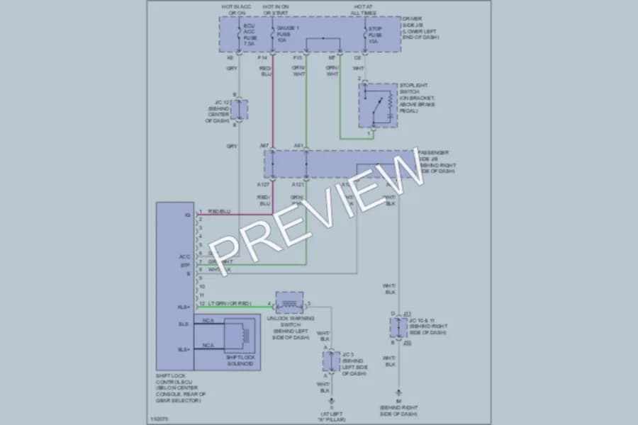 2005 Toyota Solara Shift Interlock wiring diagram preview